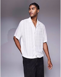 Свободная прозрачная рубашка revere в клетку белого цвета Asos design