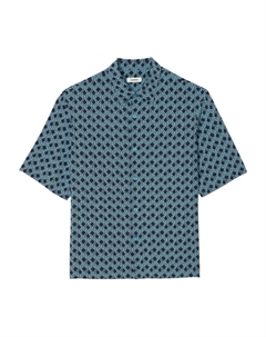 Рубашка с графическим принтом и короткими рукавами, синий Sandro