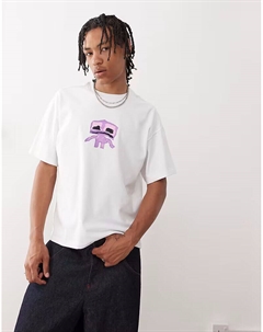 Отличная футболка свободного кроя с графическим принтом белого цвета Weekday