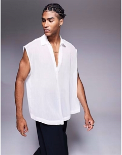 Рубашка свободного кроя без рукавов белого цвета Asos design