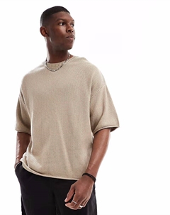 Футболка свободного кроя песочного цвета Pull & bear