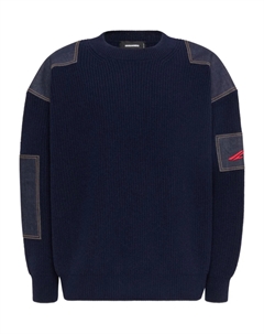 Джемпер в технике пэчворк, синий Dsquared2