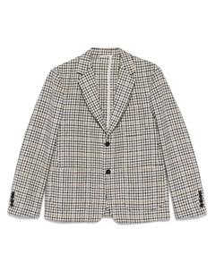 Твидовый пиджак в клетку, нейтральный Thom browne
