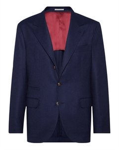 Шерстяной однобортный пиджак, синий Brunello cucinelli
