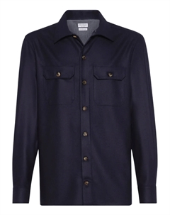 Рубашка из вирджинской шерсти, синий Brunello cucinelli