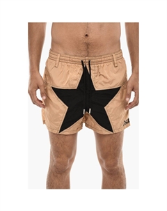 Нейлоновые шорты для плавания с большой фронтальной звездой, Beige Dsquared2