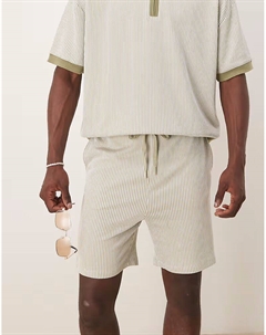 Текстурированные полосатые шорты светло-серого цвета Asos design