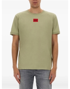 Футболка с круглым вырезом и нашивкой-логотипом, зеленый Hugo