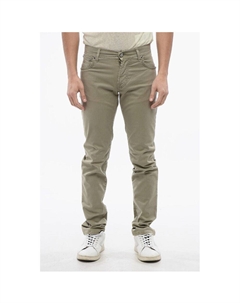 Штаны ID из эластичного хлопка с 5 карманами и вышитым логотипом, 17 см, Green Corneliani