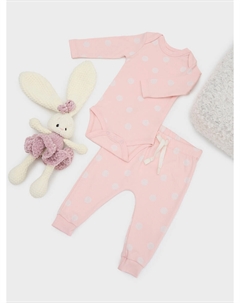 Комплект детский розовый в горошек: боди и ползунки Mark formelle