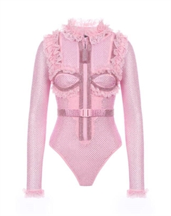 Боди с отделкой стразами Self-portrait