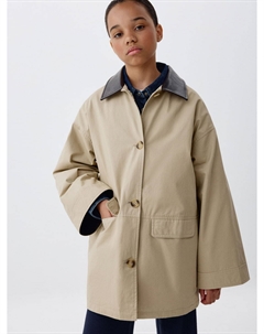 Плащ с кожаным воротником для девочек Sela