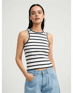 Хлопковый топ в полоску на широких лямках Твое
