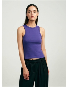 Хлопковый однотонный топ на широких лямках Твое