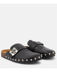 Кожаные тапочки mellow с шипами, черный Tory burch