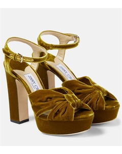 Бархатные босоножки на платформе heloise 120, желтый Jimmy choo