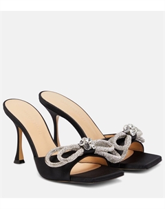 Атласные мюли с декором Double Bow, черный Mach & mach