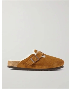 Замшевые тапочки Boston на подкладке из овчины, коричневый Birkenstock