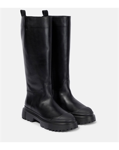 Кожаные сапоги до колена, черный Hogan