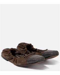 Украшенные замшевые балетки, бежевый Brunello cucinelli