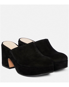 Замшевые сабо на платформе lyss, черный Gianvito rossi