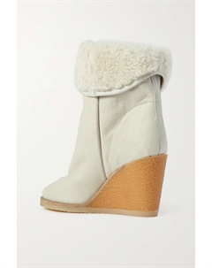 Замшевые ботильоны на танкетке с подкладкой из овчины Totam, бежевый Isabel marant