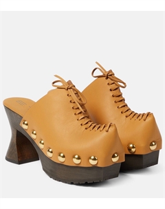 Кожаные сабо на платформе 50, коричневый Etro