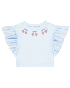 Украшенная хлопковая футболка, синий Monnalisa