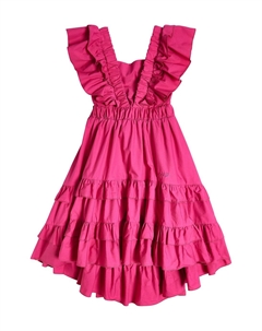 Платье из хлопкового поплина с оборками, розовый Monnalisa