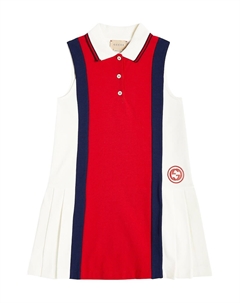 Плиссированное платье из хлопкового джерси, красный Gucci