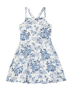 Платье из льна и хлопка с цветочным принтом, синий Polo ralph lauren