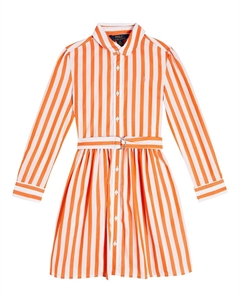 Платье-рубашка из хлопкового поплина в полоску, оранжевый Polo ralph lauren