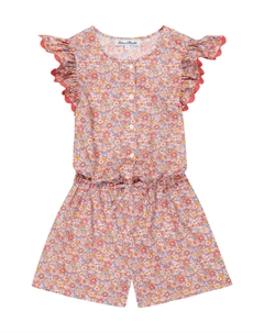 Хлопковый комбинезон с цветочной вышивкой, разноцветный Tartine et chocolat