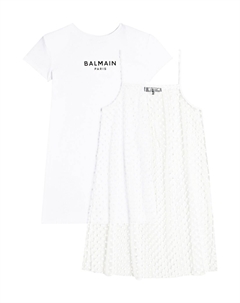 Платье из хлопкового джерси в горошек, желтый Balmain