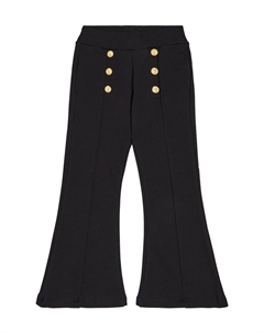 Хлопковые расклешенные брюки со средней посадкой Kids, черный Balmain