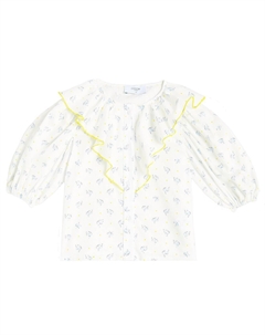 Хлопковая рубашка со сборками и цветочным принтом, белый Paade mode