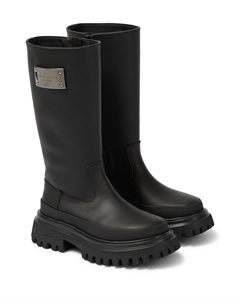 Сапоги до колена с кожаной отделкой Dolce&Gabbana Kids, черный Dolce&gabbana