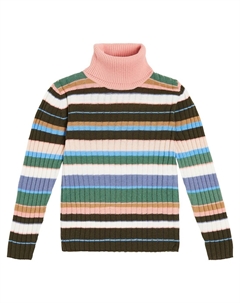 Полосатый шерстяной свитер с высоким воротником, мультиколор Il gufo