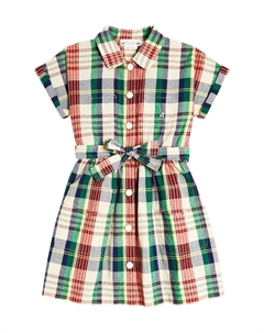 Платье federica в клетку из хлопка, зеленый Bonpoint