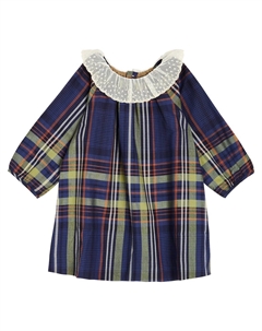 Платье baby flavili из хлопка в клетку тартан, синий Bonpoint