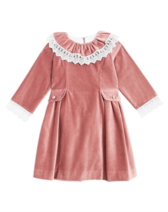 Платье maranta из хлопкового бархата с кружевной отделкой, розовый La coqueta