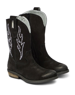 Замшевые ковбойские сапоги, черный Monnalisa