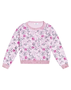 Свитер из смесовой шерсти с принтом из коллаборации с Chiara Ferragni, розовый Monnalisa