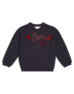 Толстовка talya из хлопка с нашивками и аппликацией, синий Bonpoint