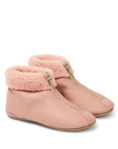 Кожаные ботильоны с отделкой из овчины, розовый Pèpè