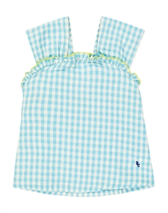 Топ из хлопка и льна в мелкую клетку, синий Bobo choses