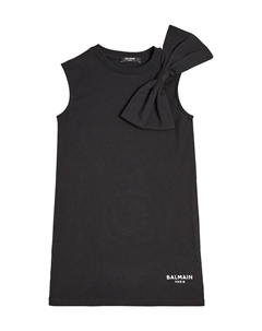 Платье из хлопкового джерси с бантом, черный Balmain