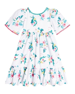 Многоярусное хлопковое платье с цветочным принтом, мультиколор Patachou