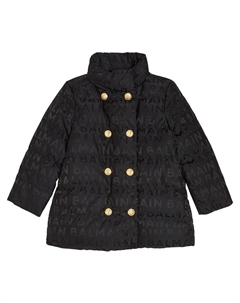 Пуховик с логотипом Kids, черный Balmain