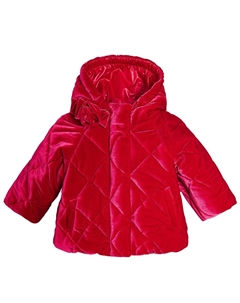 Детский стеганый бархатный пуховик, красный Monnalisa